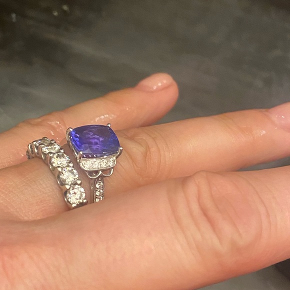 Diamond and Tanzanite 18K white gold ring. - Picture 4 of 9